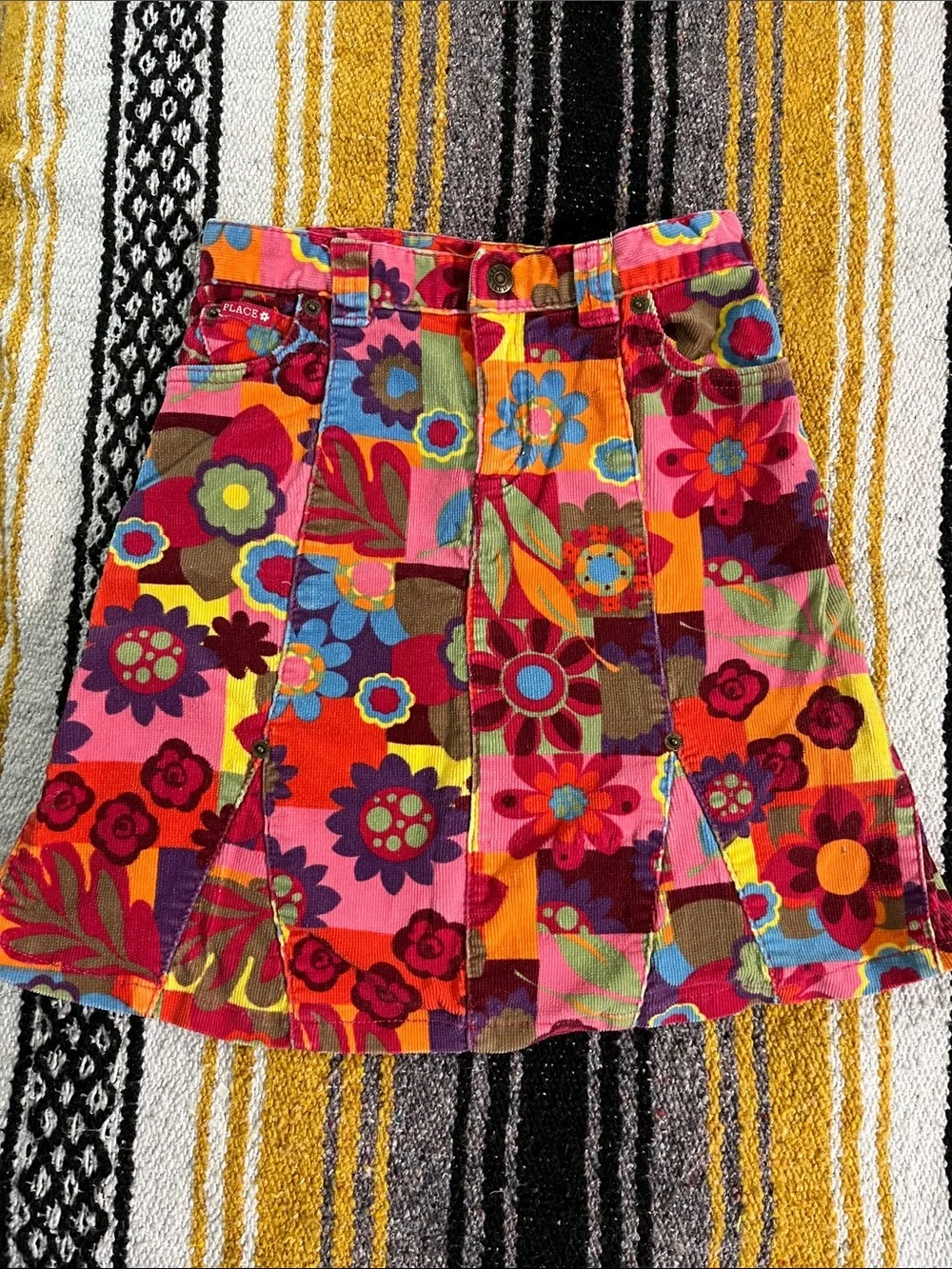 The Children's Place Multicolor Floral Corduroy Patchwork Skirt